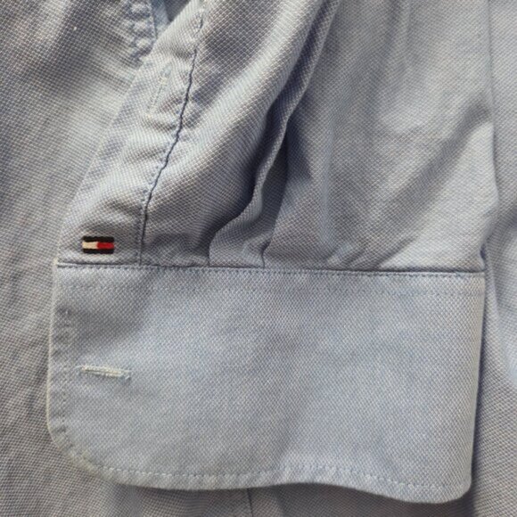 TH-Tommy Hilfiger 100% Cotton Oxford Dress Shirt | Blue Regular Fit | L - Picture 10 of 10